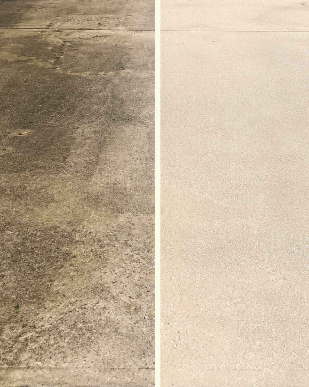 Concrete driveway pressure washing before and after transformation